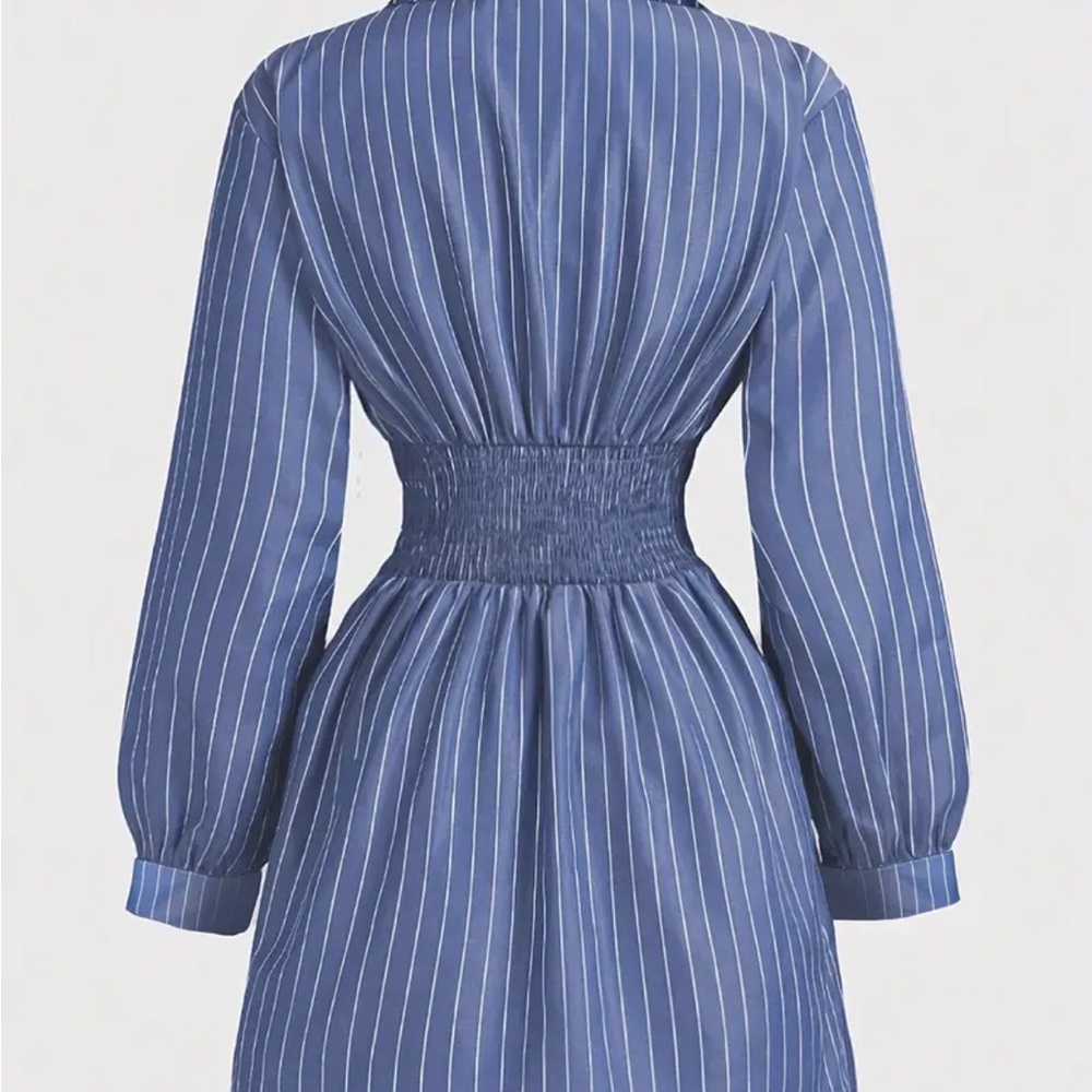 Elegant Blue Striped Dress